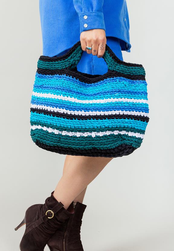 Aina Upcycled Crochet Handbag Turquoise 1