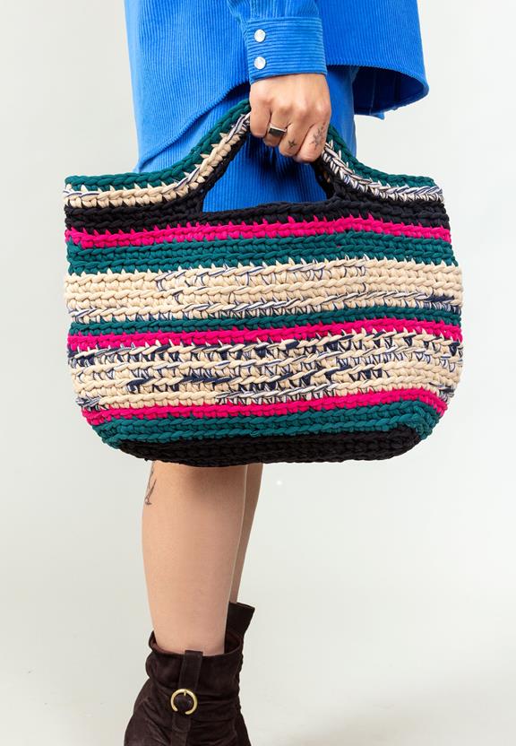 Aina Crochet Handbag Pink/Beige/Emerald 1