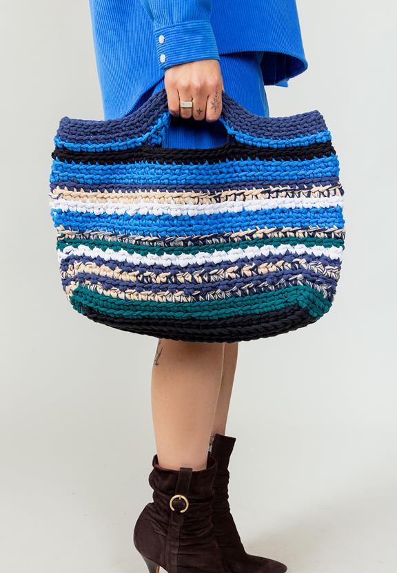 Aina Upcycled Crochet Handbag Blue 1