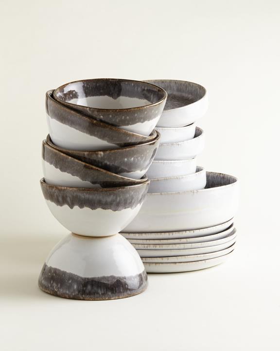 Dinner Set Traditional Stone Gray Dipped 3