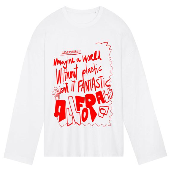 no Plastic Long Sleeve In White Vintage Red 1