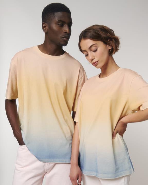 no Plastic Print T-Shirt Ombre Dip And Dye Camel 3