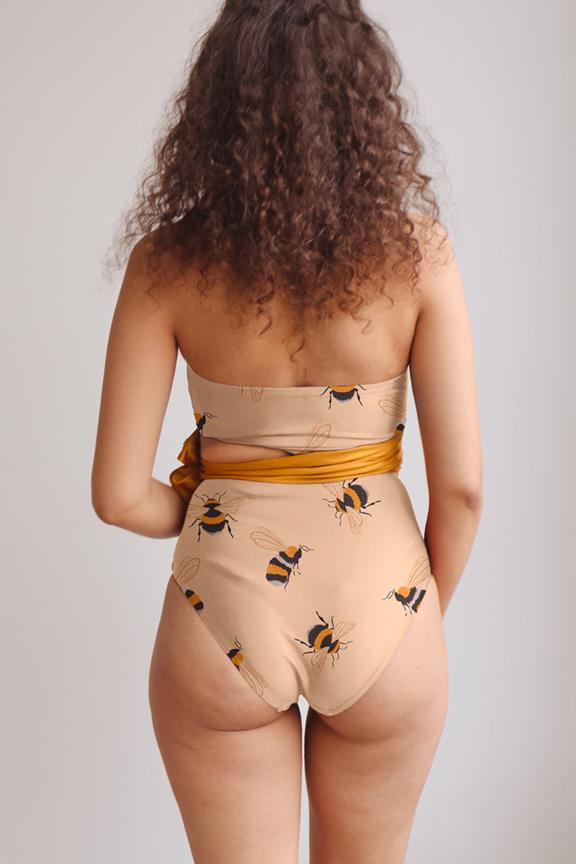 Swimsuit Side-Tie One-Piece Bea Bumblebee Print On Creme 3