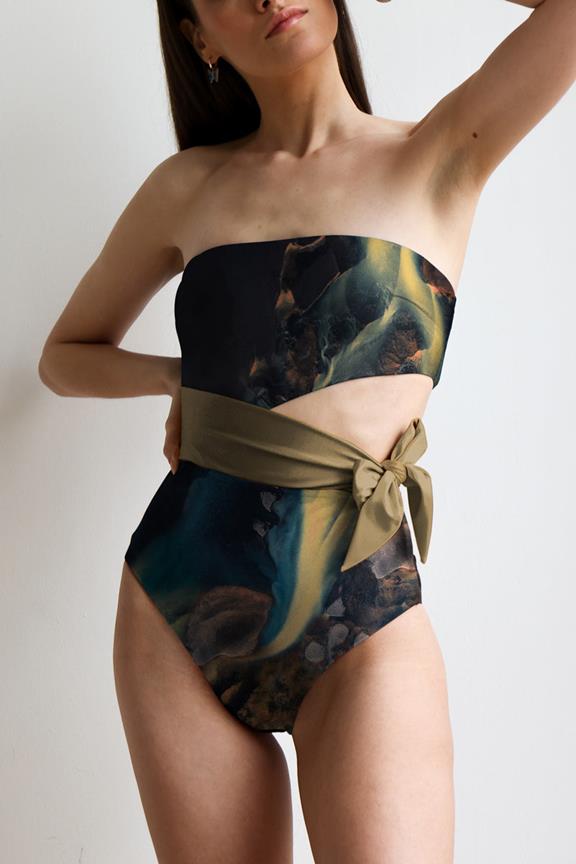 Swimsuit Side-Tie One-Piece Erin Earthy Palette Print 2