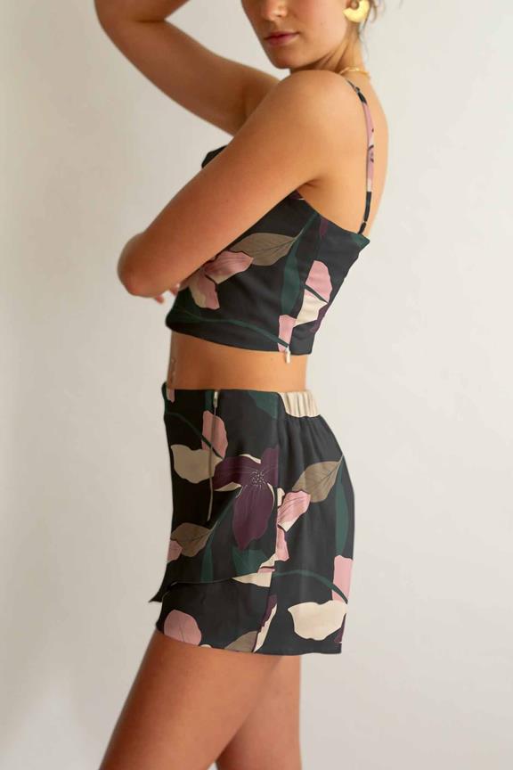Crop Top And Shorts Set Athena Lily Posy Print On Green 2