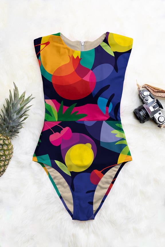 Swimsuit Zip Up One-Piece Kylie Lush Tropic Print 1