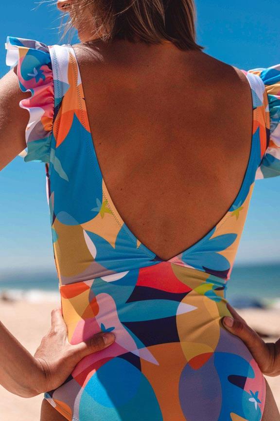 Swimsuit Plunge One-Piece Cari Colorsplash Print 4