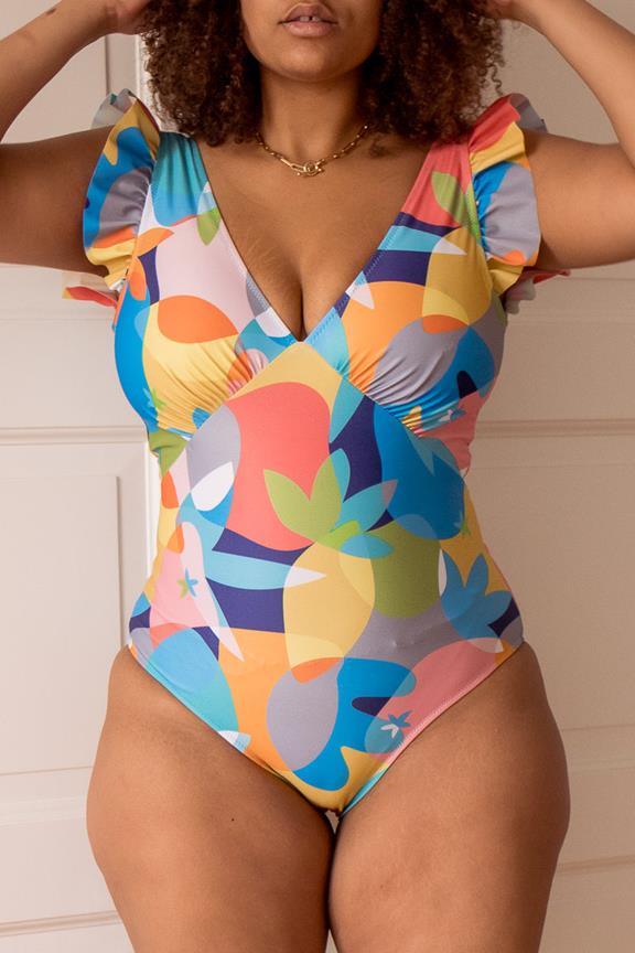 Swimsuit Plunge One-Piece Cari Colorsplash Print 6