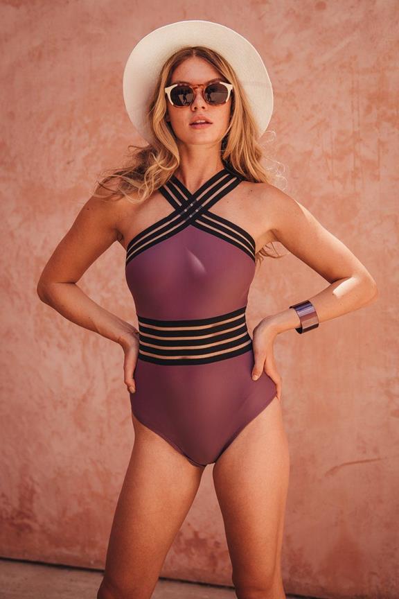 Swimsuit Arden Crossover One-Piece By Aava Mauve Purple 1