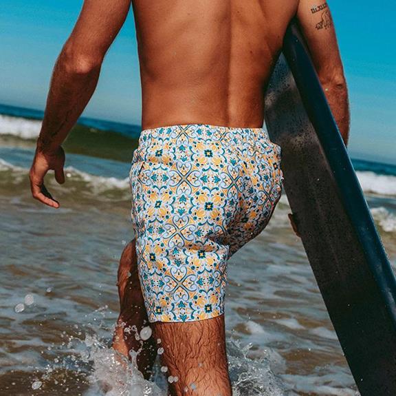 Swim Shorts Santiago By Arlo Mediterranean Mood Blue & Yellow 4