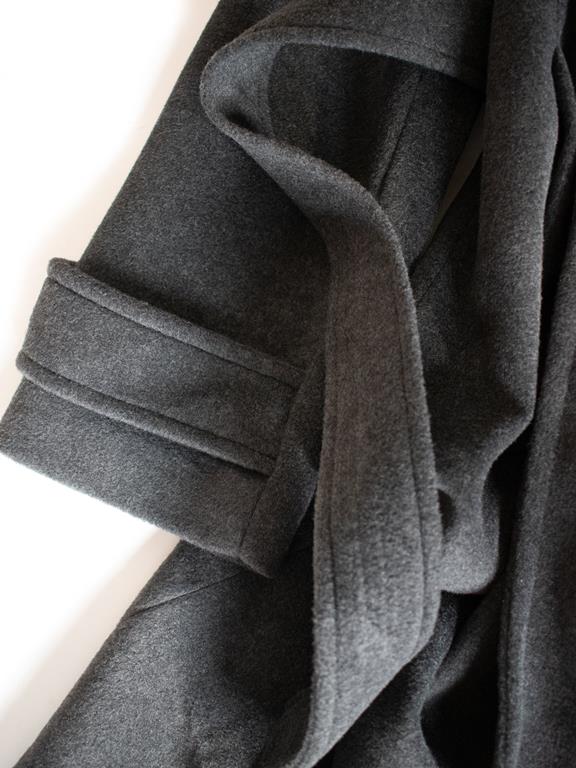 Coat Long Wrap Vegan Wool Charcoal Grey 2