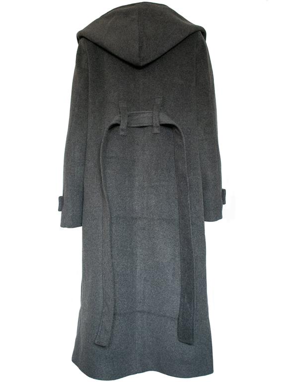 Coat Long Wrap Vegan Wool Charcoal Grey 4