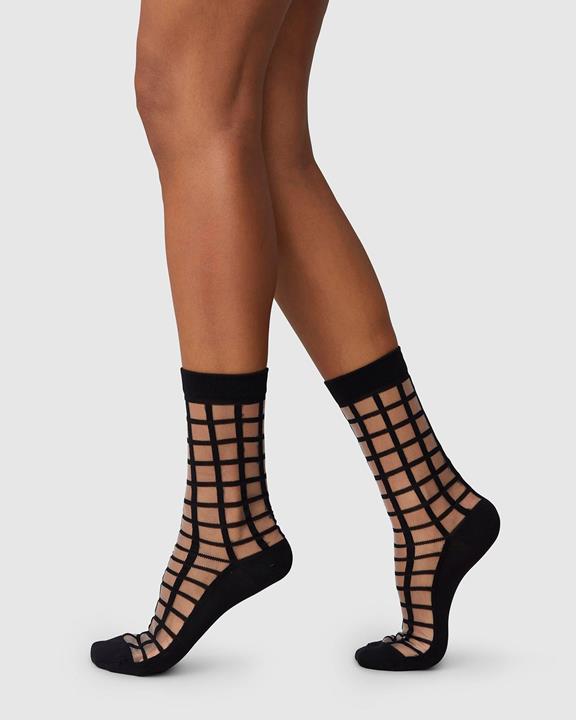 Socks Alicia Grid Black 2