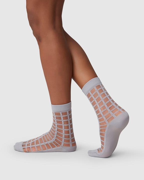 Socks Alicia Grid Stone Grey 1