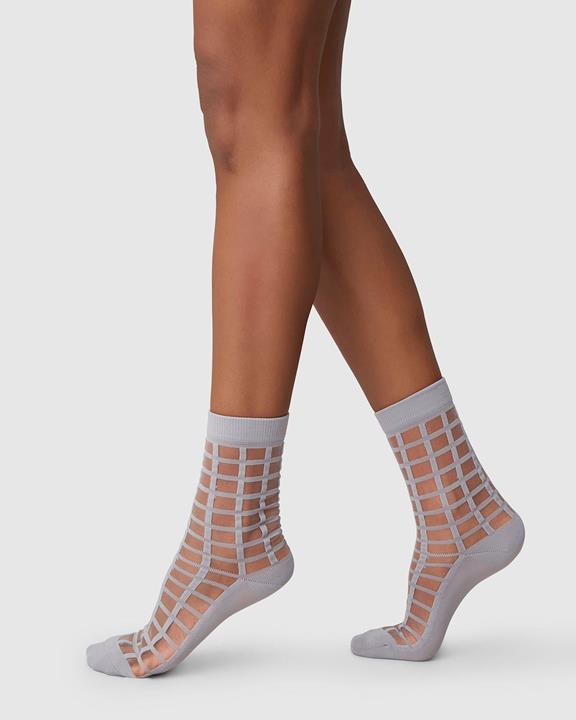 Socks Alicia Grid Stone Grey 2
