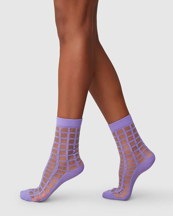 Socks Alicia Grid Lavender Purple 2