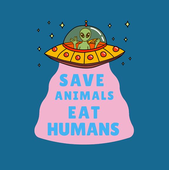 Hoodie Save Animals Eat Humans Unisex Zwart 2