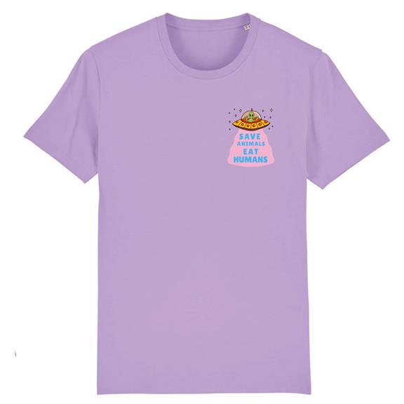 T-Shirt Save Animals Eat Humans Unisex Lavendel Lila 1