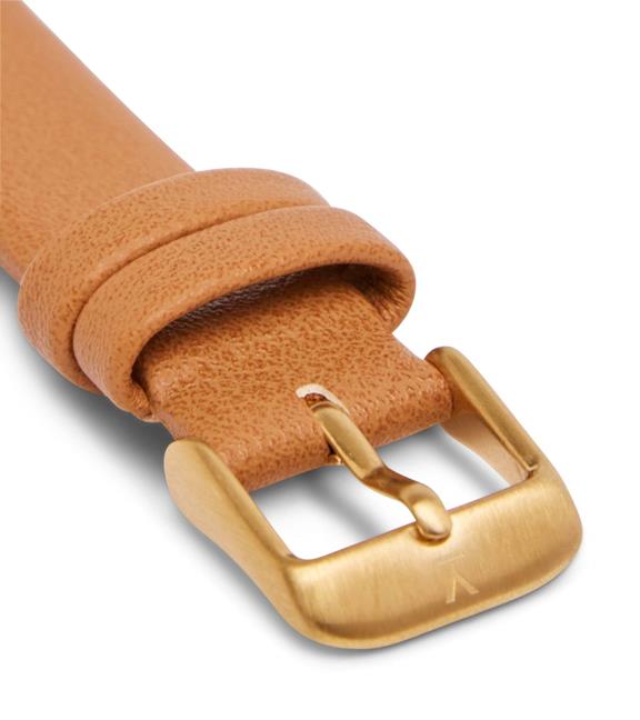 Watch Strap 16 Mm Brown With Brushed Gold Buckle 2
