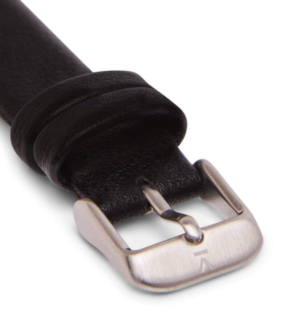 Watch Strap 16 Mm Black With Brushed Silver Buckle 2