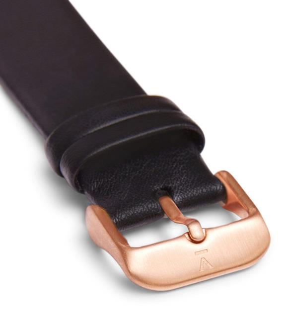 Watch Strap 20 Mm Black With Brushed Rosegold Buckle 2