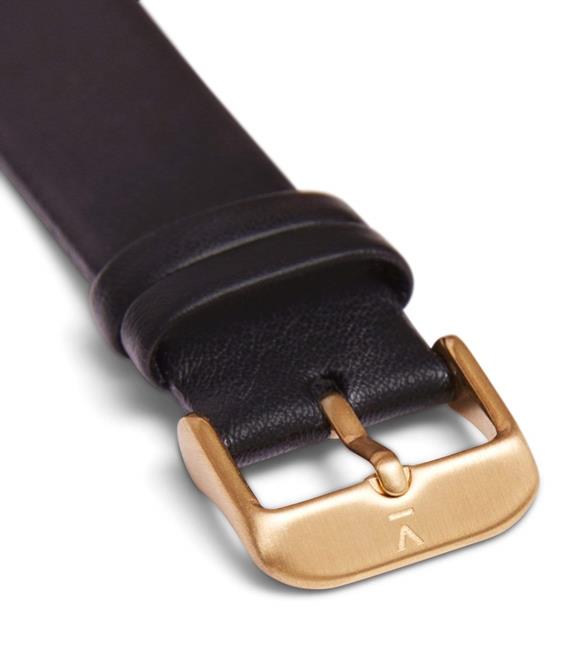 Watch Strap 20 Mm Black With Brushed Gold Buckle 2