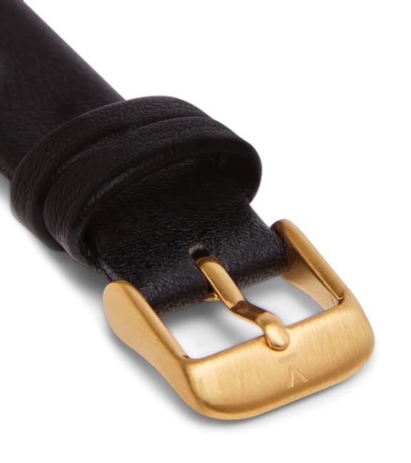 Watch Strap 16 Mm Black With Brushed Gold Buckle 2