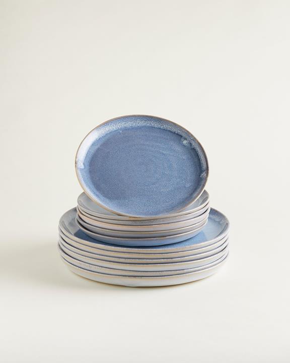 Tellerset Traditionell Grau Blau (12 Teile) 2