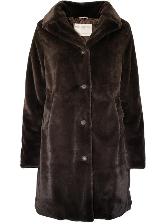 Vegan Fur Coat Recycled Chocolate Brown from Shop Like You Give a Damn