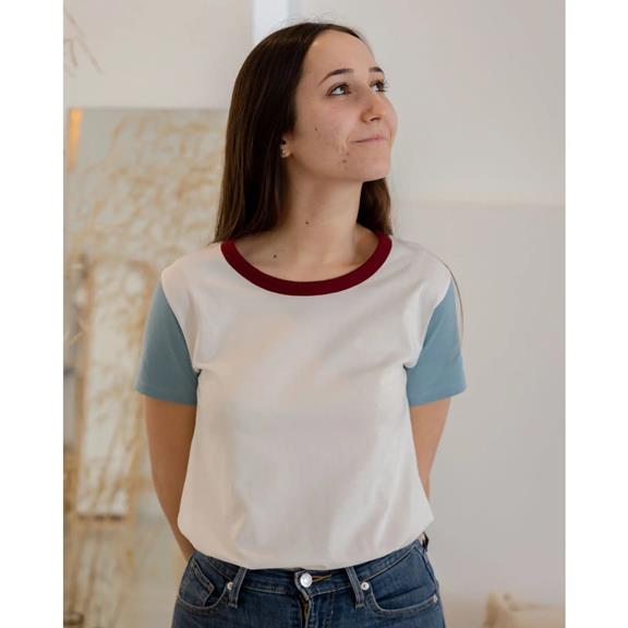 T-Shirt Basic Granaat Wit, Blauw & Rood 1