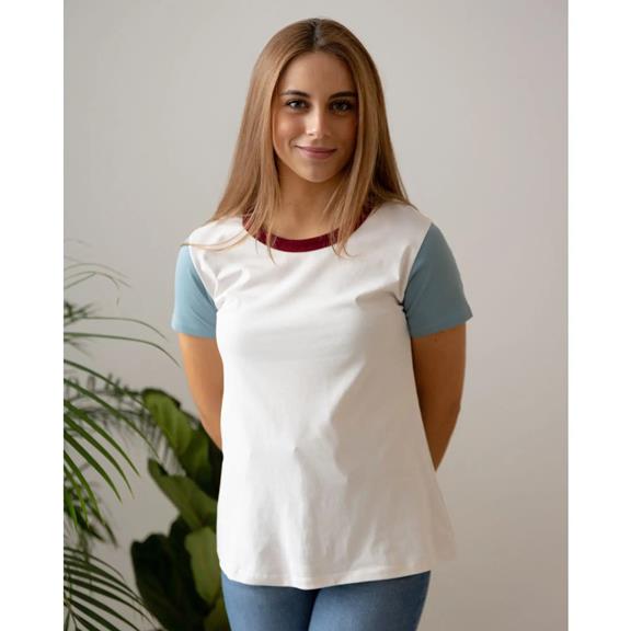 T-Shirt Basique Grenat Blanc, Bleu & Rouge 2