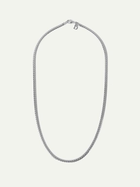 Halskette Elegant Flache Platte Silber 3