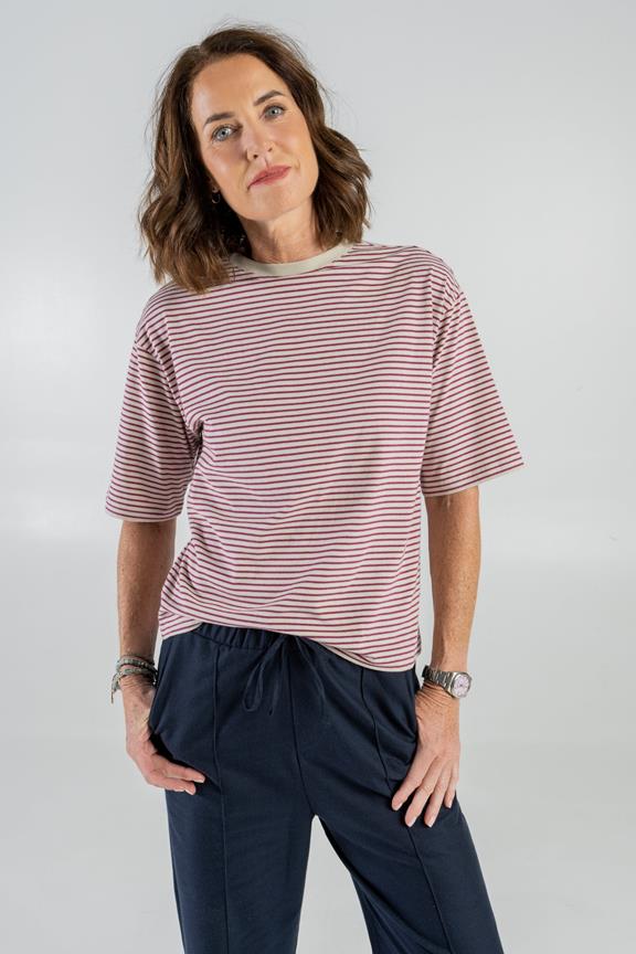 Oversized T-Shirt Strepen Paars 1