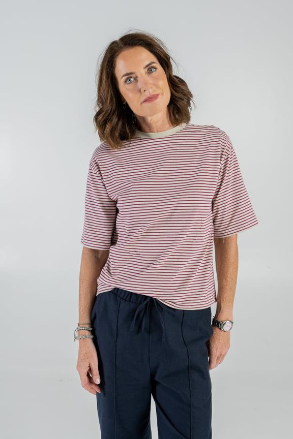 Oversized T-Shirt Strepen Paars 3