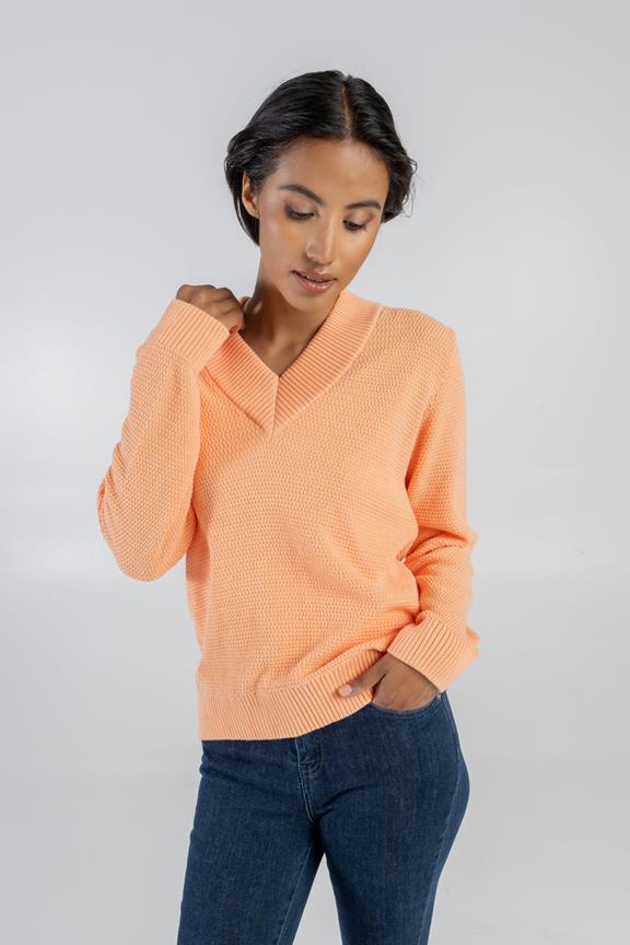 Pullover V-Ausschnitt Orange 1