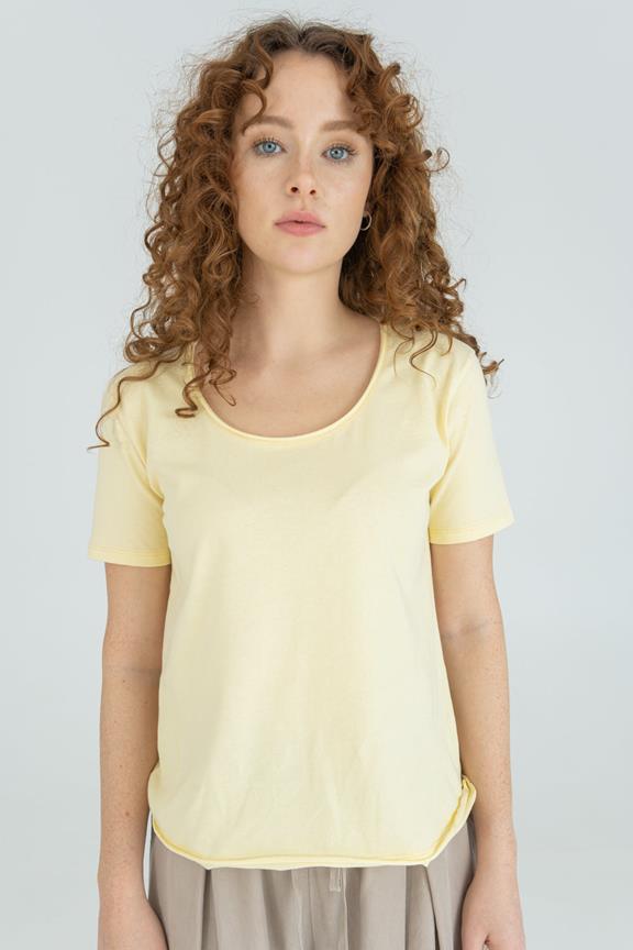 T-Shirt Gerollter Saum Gelb 4