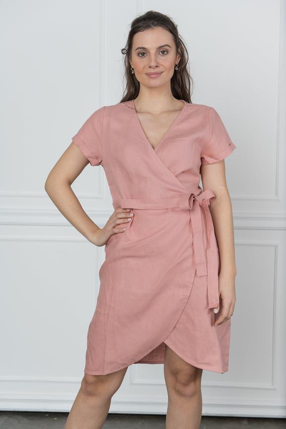 Short Wrap Dress Blush Pink 1