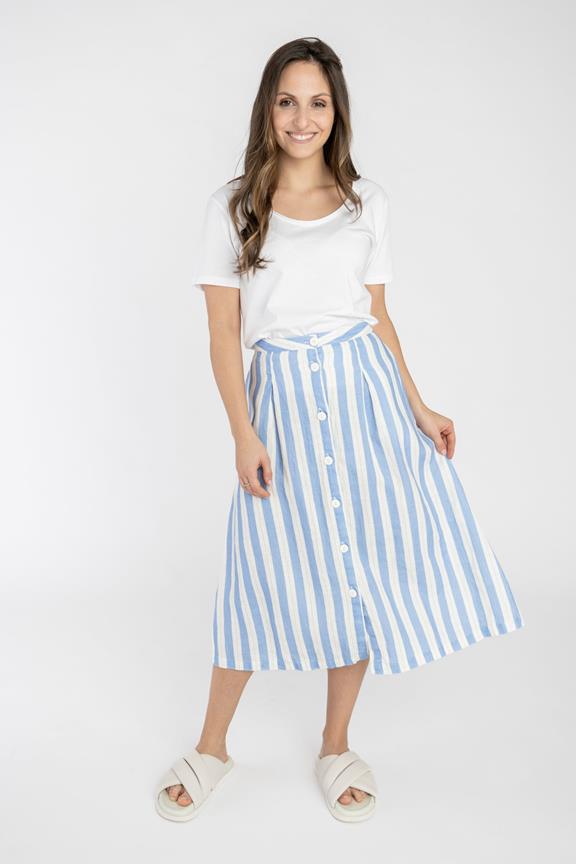 Midi Skirt Striped Off White & Blue 2