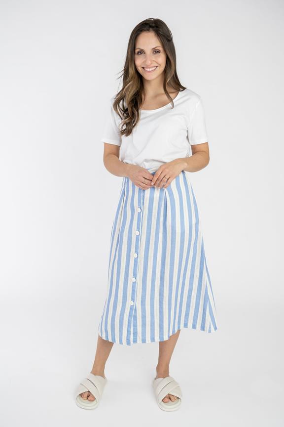 Midi Skirt Striped Off White & Blue 3