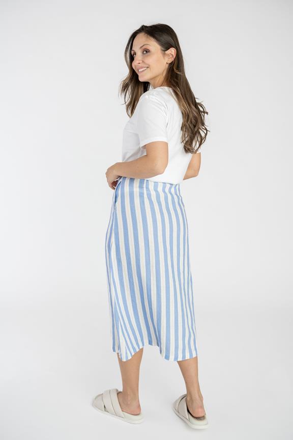 Midi Skirt Striped Off White & Blue 5