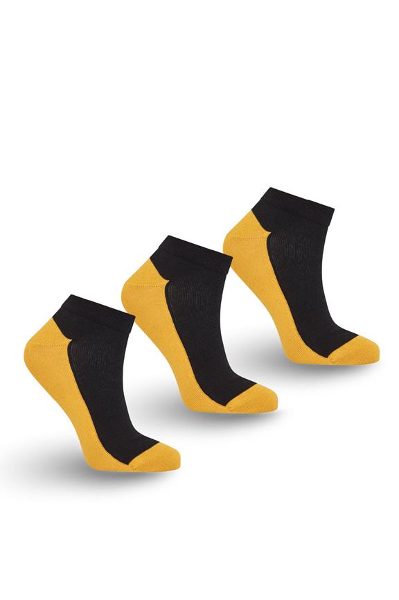 Ankle Socks Box Set 3x Black & Yellow 1