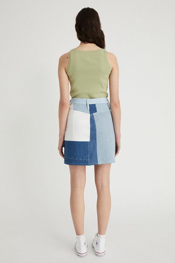 Short Skirt Upcycled White & Blue 2