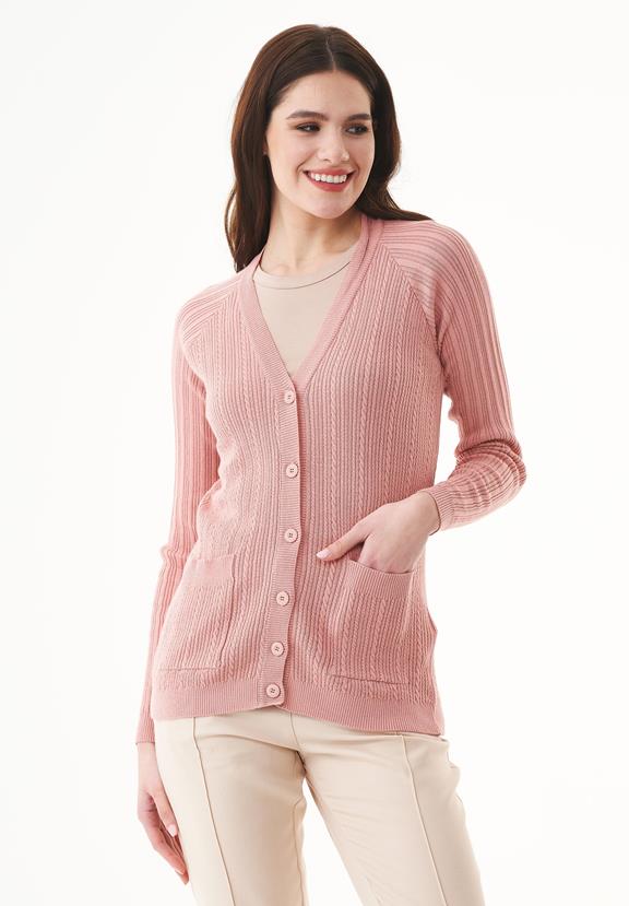 Cardigan With Buttons Dusty Blush 1