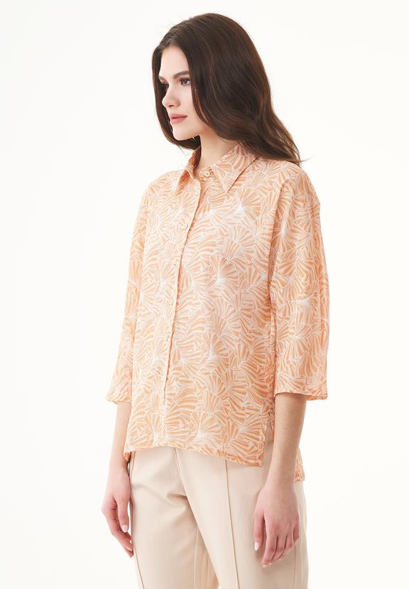 Voile Blouse Bloem Lichtbruin 3