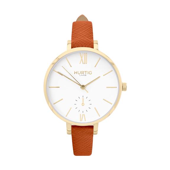 Horloge Amalfi Petite Gold, White & Tan Oranje van Shop Like You Give a Damn