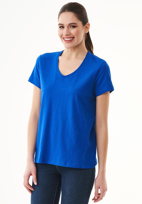 T-Shirt V-Hals Basic Zeeblauw from Shop Like You Give a Damn