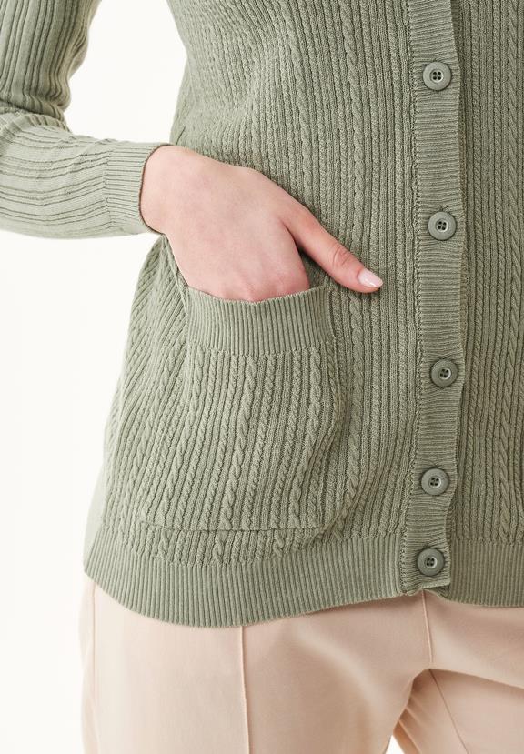 Cardigan With Buttons Olive Green 3