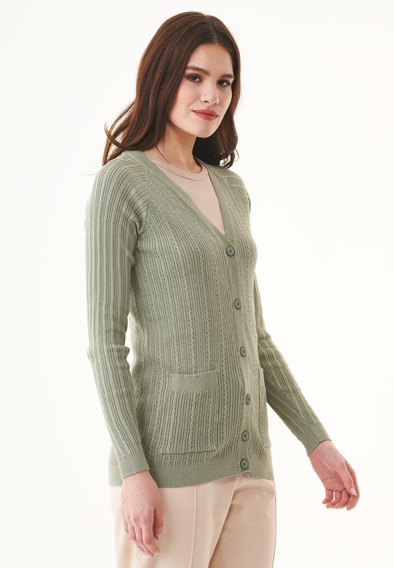 Cardigan With Buttons Olive Green 4
