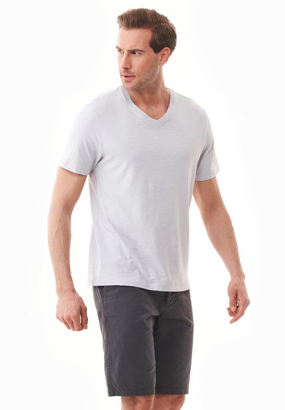T-Shirt V-Ausschnitt Basic Hellgrau 3