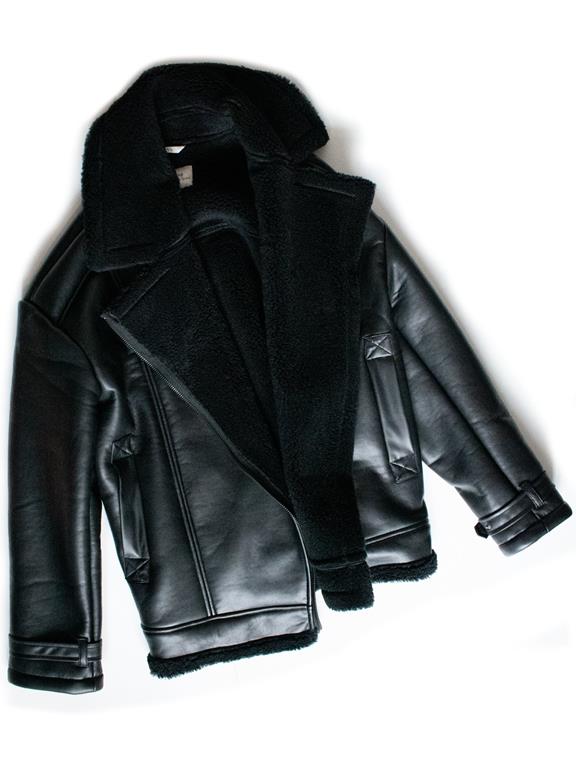 Jacket Men Oversized Shearling Aviator Black from Shop Like You Give a Damn